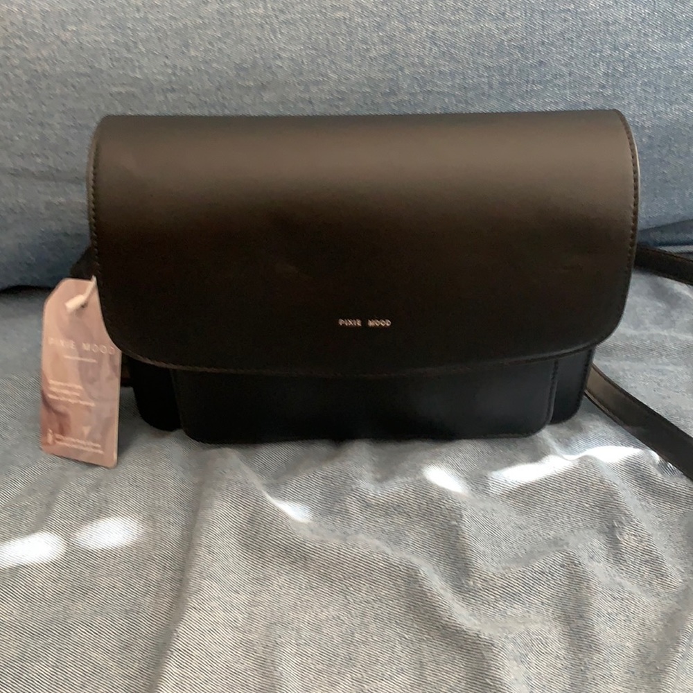 Black vegan materials cross body bag